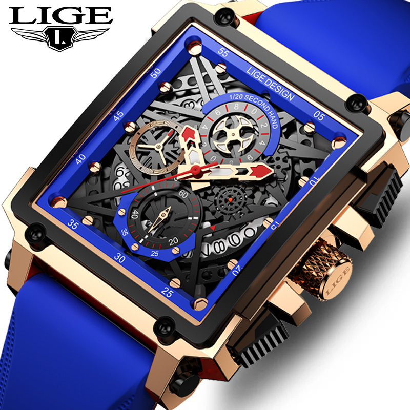 LIGE Men's Sports Chronograph  - огляд і ціна Silicone Band Replacement