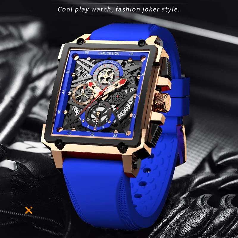 LIGE Men's Sports Chronograph  - огляд і ціна Silicone Band Replacement