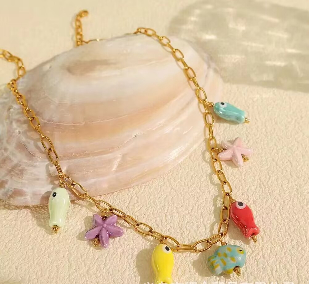 5Pcs New Summer Colorful Ename - огляд і ціна Ceramic Link Bracelet